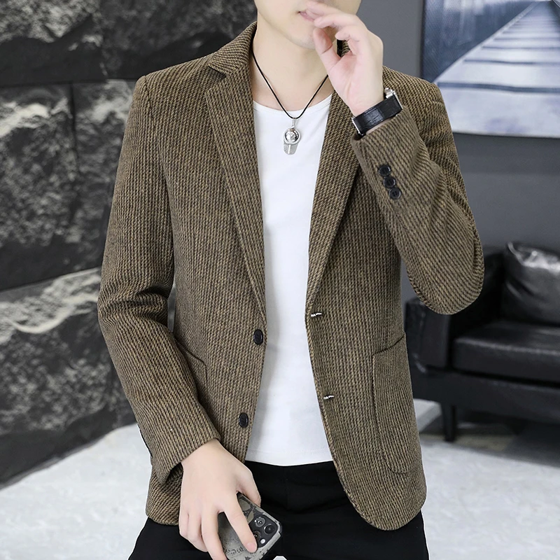 高档两粒扣西服男士秋季新款时尚帅气小西装上衣休闲百搭品质男装