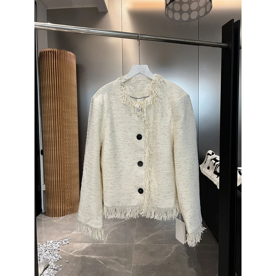流苏边杏色小香外套700219