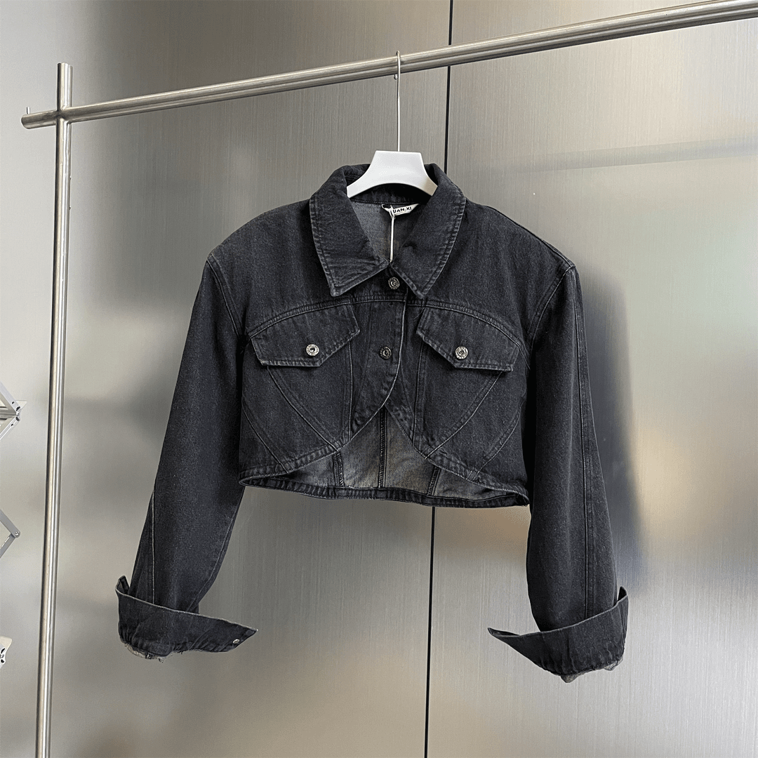 宽松大版短款牛仔外套8100（清）