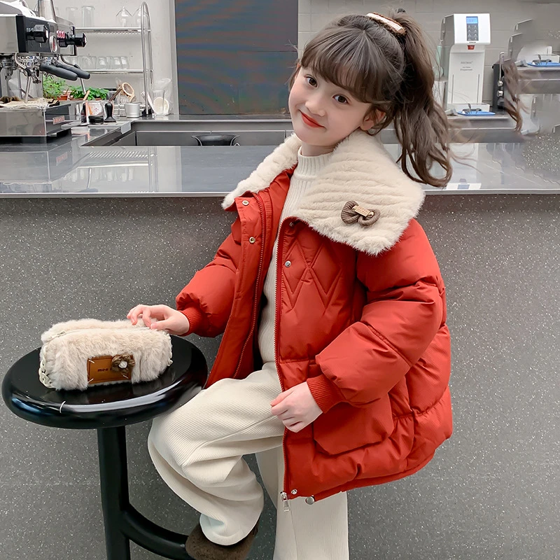 巴拉巴拉女童保暖棉服2024冬季新款儿童韩版加厚羽绒棉衣中大童冬