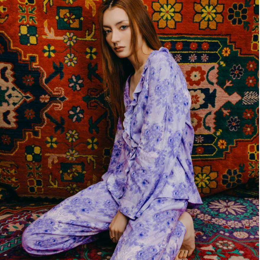 ashickem我的恋人居家服印花套装碎花长袖休闲家居服薄款春秋款衣