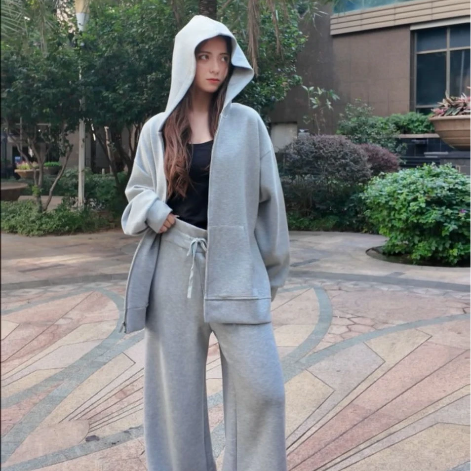 【LM-17】运动服套装女秋季学生韩版宽松时尚卫衣休闲两件套跑步潮