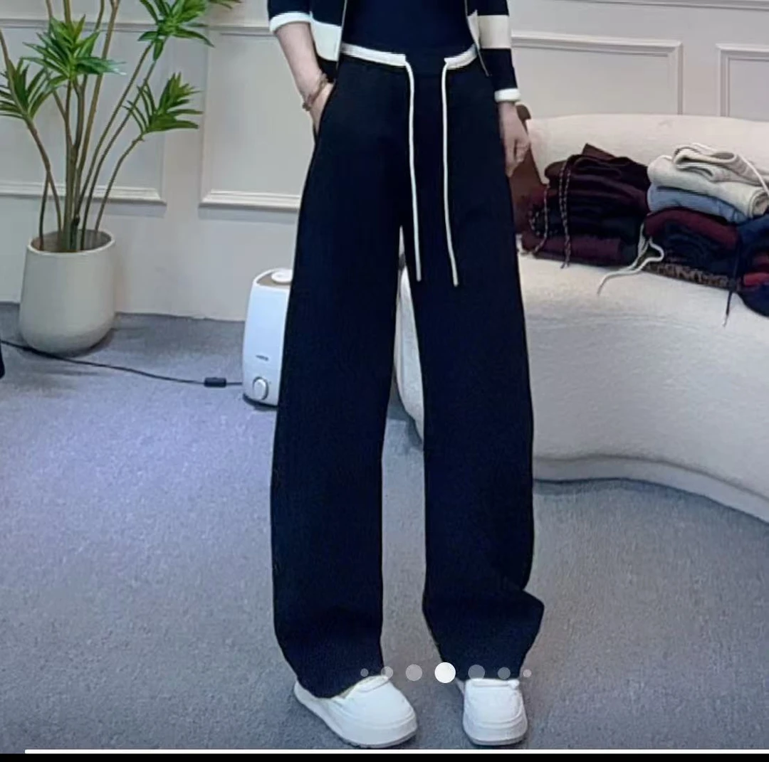 【织带腰弯刀裤】秋冬百搭简约慵懒风织带腰弯刀裤6366