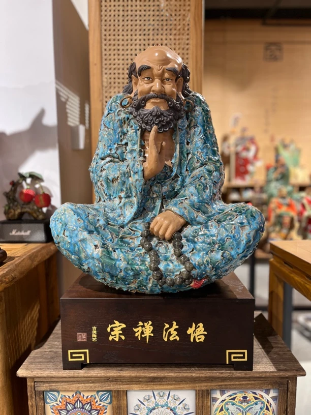 【悟法禅宗达摩】精品石湾公仔手工摆件创意禅意陶瓷工艺品玄关装饰