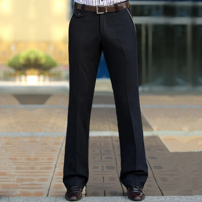 秋季新款男装西裤时尚感相色微喇休闲裤子垂感高档商务阔腿西装裤