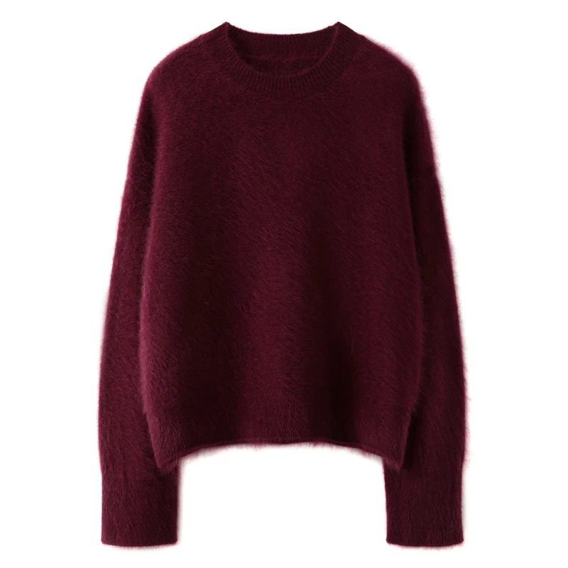 【普~拉*达拉绒系列】100%山羊绒加厚圆领套头衫轻奢宽松打底衫保暖