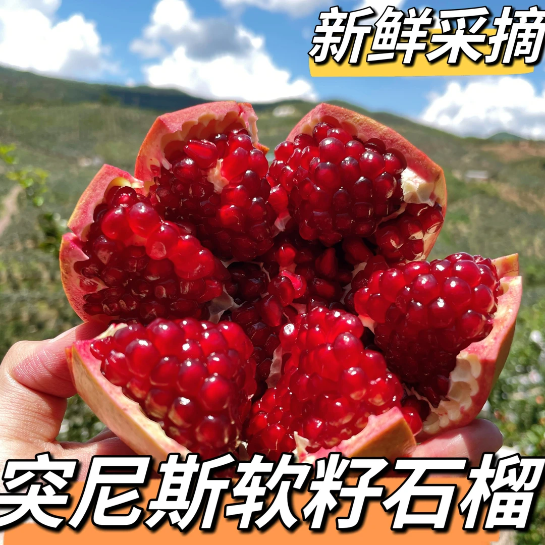 【爆甜多汁】正宗新鲜四川突尼斯软籽石榴现摘现发净重5/8斤香甜
