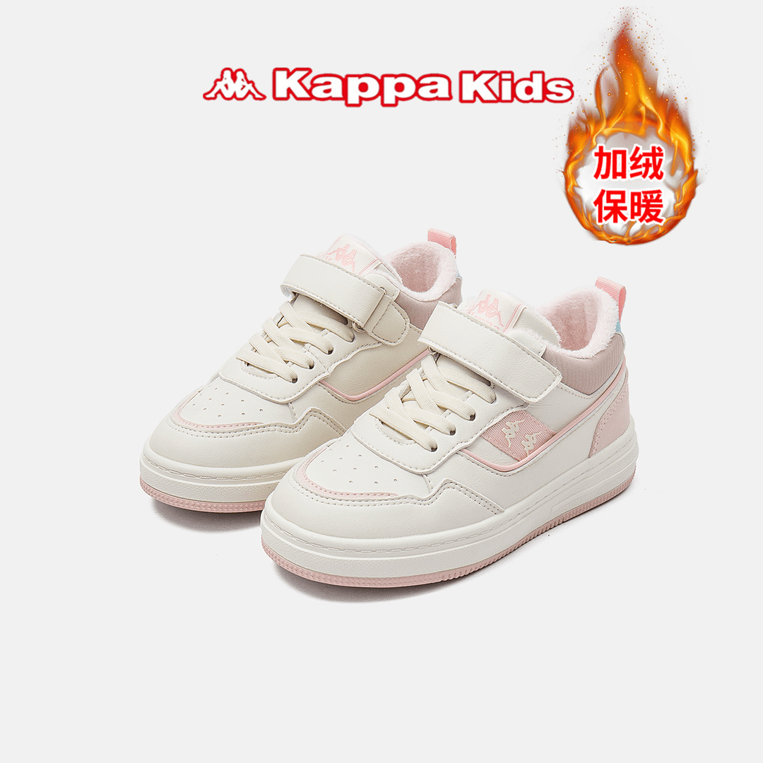 Kappa Kids中大童加绒保暖棉鞋2023冬季加厚防寒男女童板鞋4056