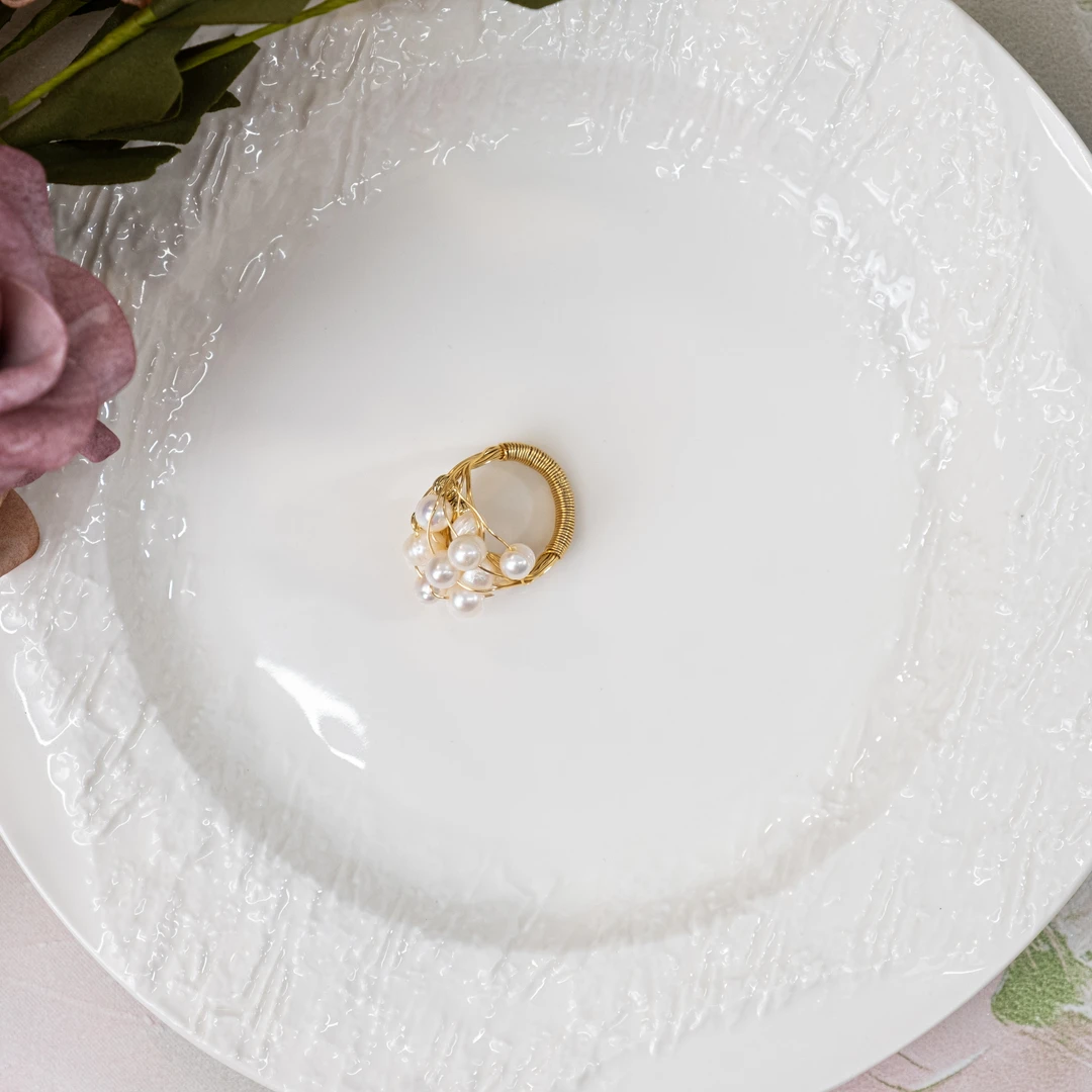 铜合金戒指 [怦然心动]气质小众开口ins风编织可调节戒指