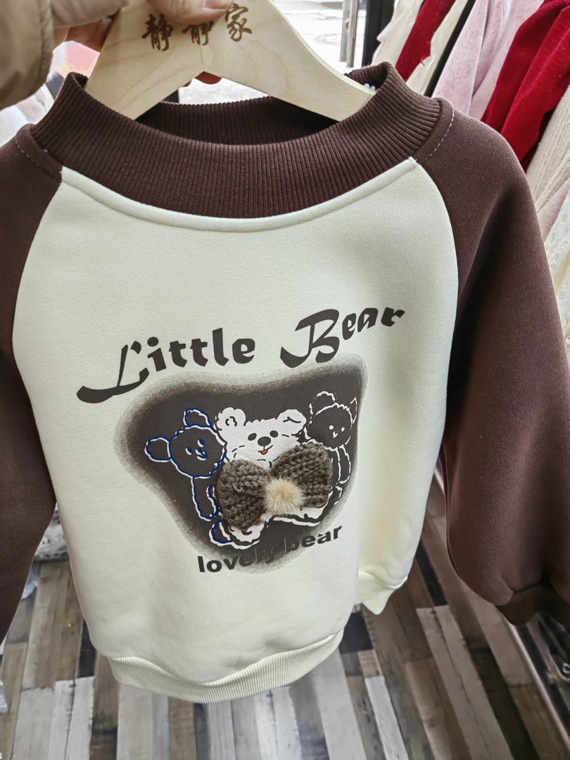 2024年时尚加绒圆领冬季男女童卫衣