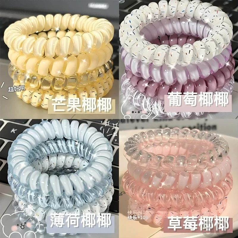 高品质葡萄椰椰波点电话线发圈夏天清新百搭发绳耐用皮筋女扎头