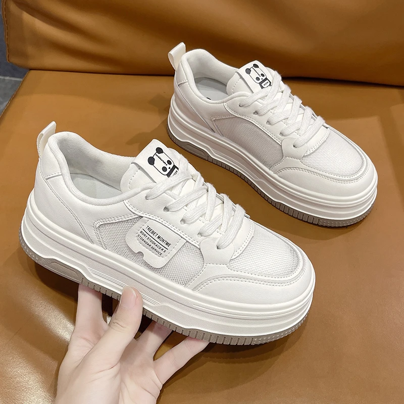 2025新款厚底网面小白鞋夏季百搭网面女板鞋鞋薄款时尚春季韩版