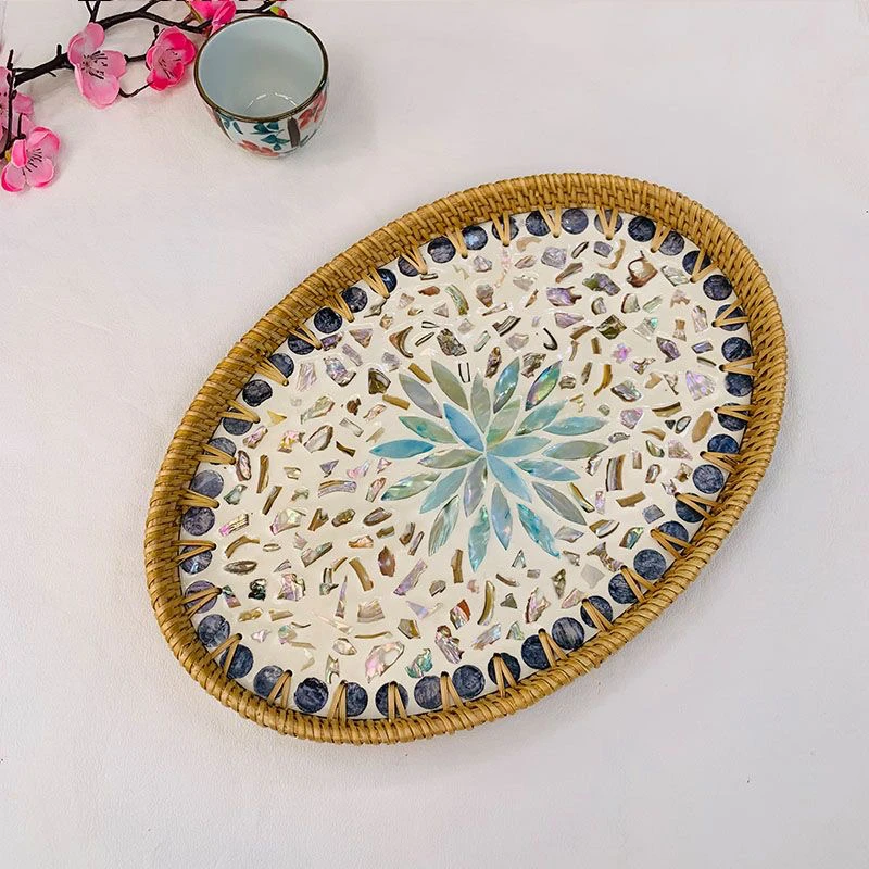 手工藤编椭圆形收纳筐