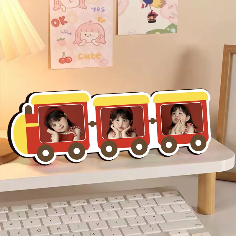 幸福小火车摆台相框宝宝照婚纱照定制照片卡通相框长方形家居摆件