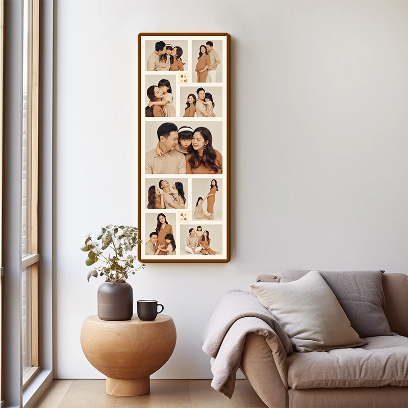 【美照】【岁安九宫格】挂墙水晶大相框婚纱照宝宝照片宫格洗照片相片