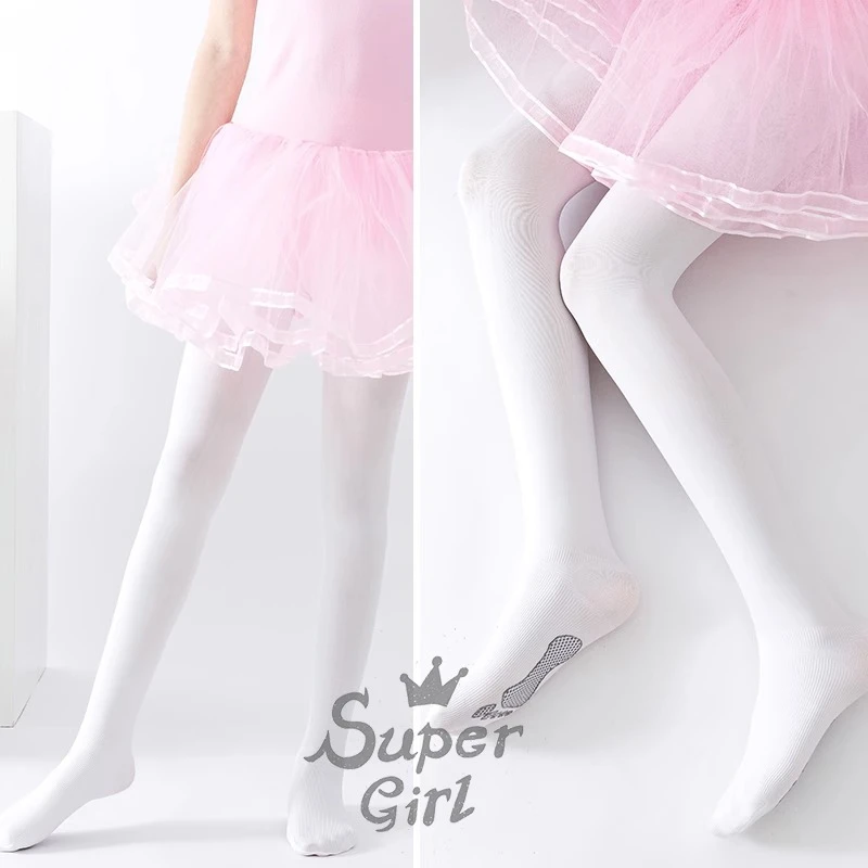 女童舞蹈袜春秋丝袜儿童白色连裤袜防勾丝打底袜宝宝连体袜猫爪袜