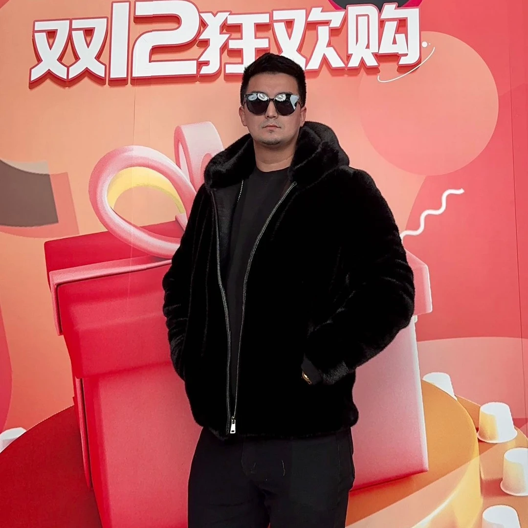 【米拉双十二专属】毛毛外套轻奢短款保暖男装时尚韩版黑色加厚8027