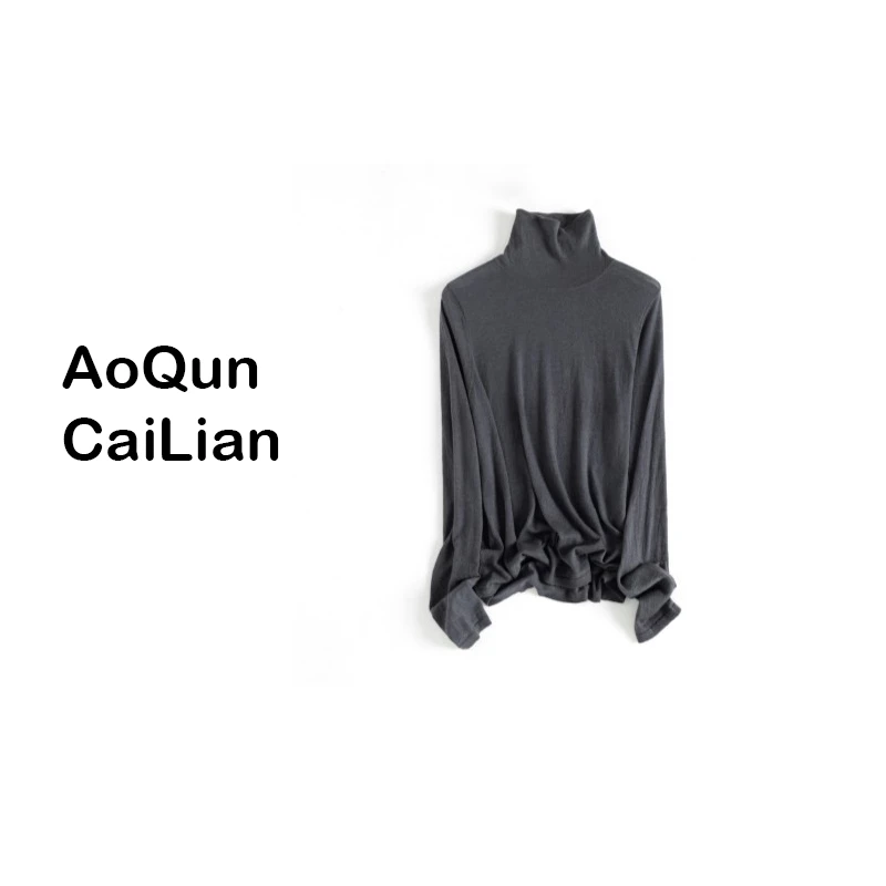 AoQunCaiLian【堆堆领水溶羊毛】百搭针织套头衫打底衫8227