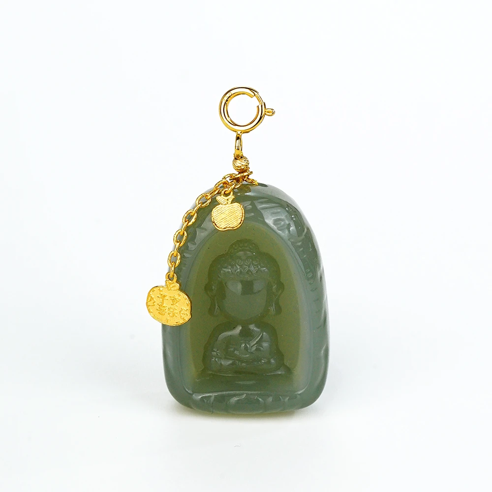 “念远”18K平安喜乐无相佛百搭扣吊坠43958