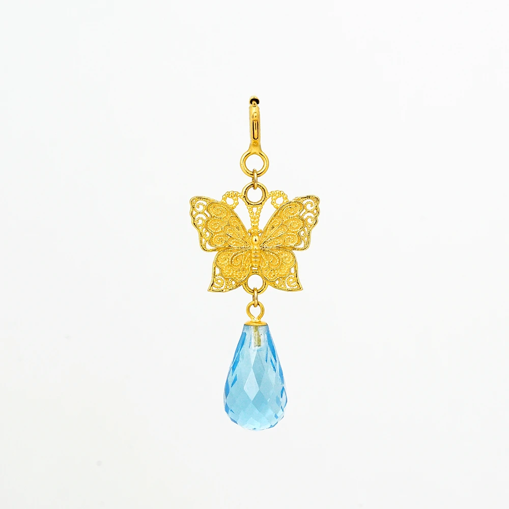 “云中影”18K蝴蝶蓝托帕百搭万能坠43647
