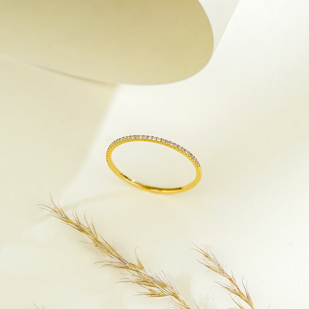 “恒久”18K金钻石排戒女款叠戴简约排钻轻奢闪耀百搭送女友42398