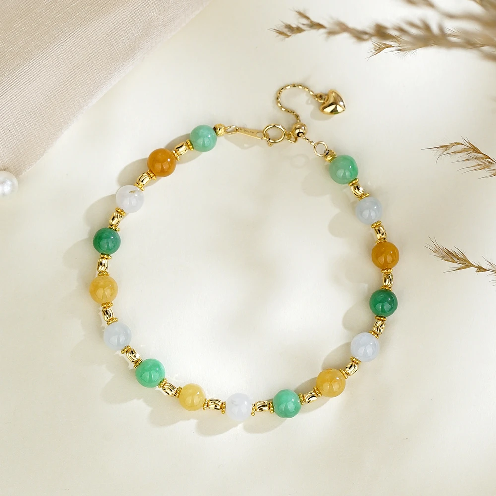 “清浅”18K三彩翡翠手链42196