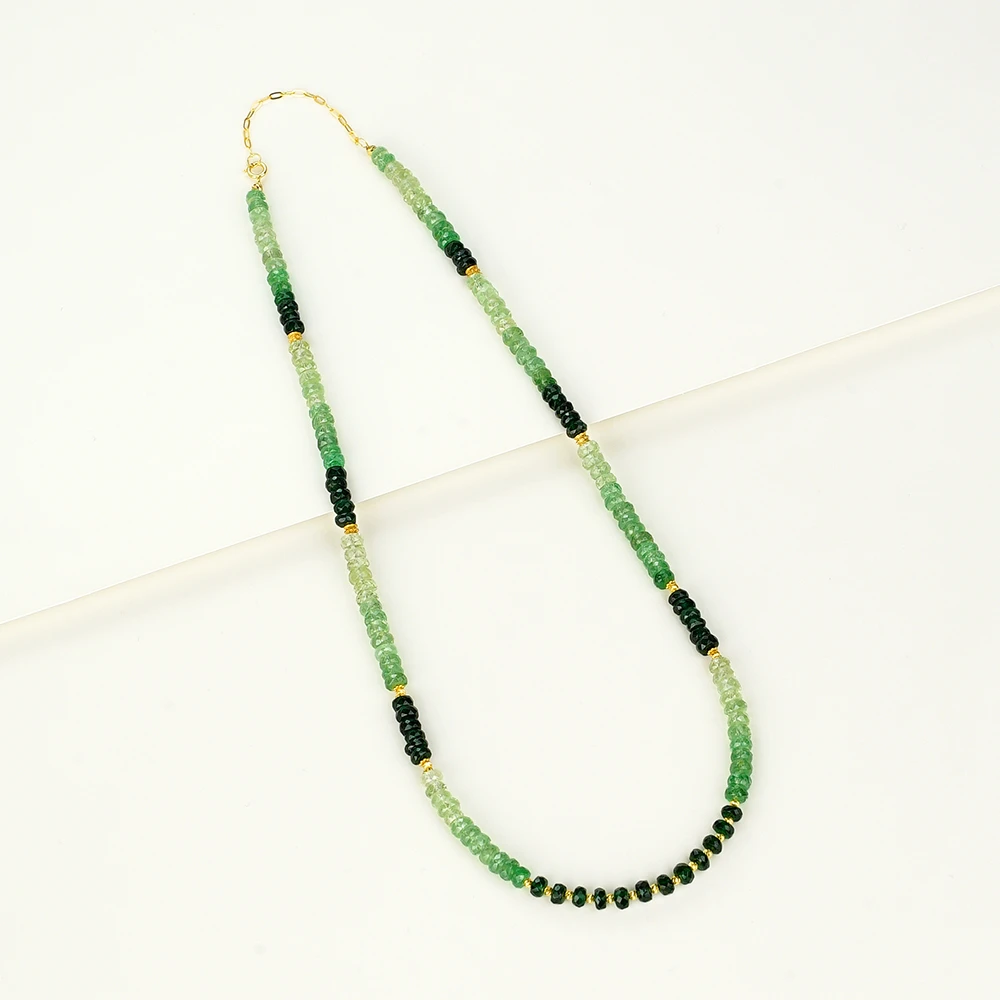 ”苏晚“18K大渐变沙弗莱项链（40+5公分）43312