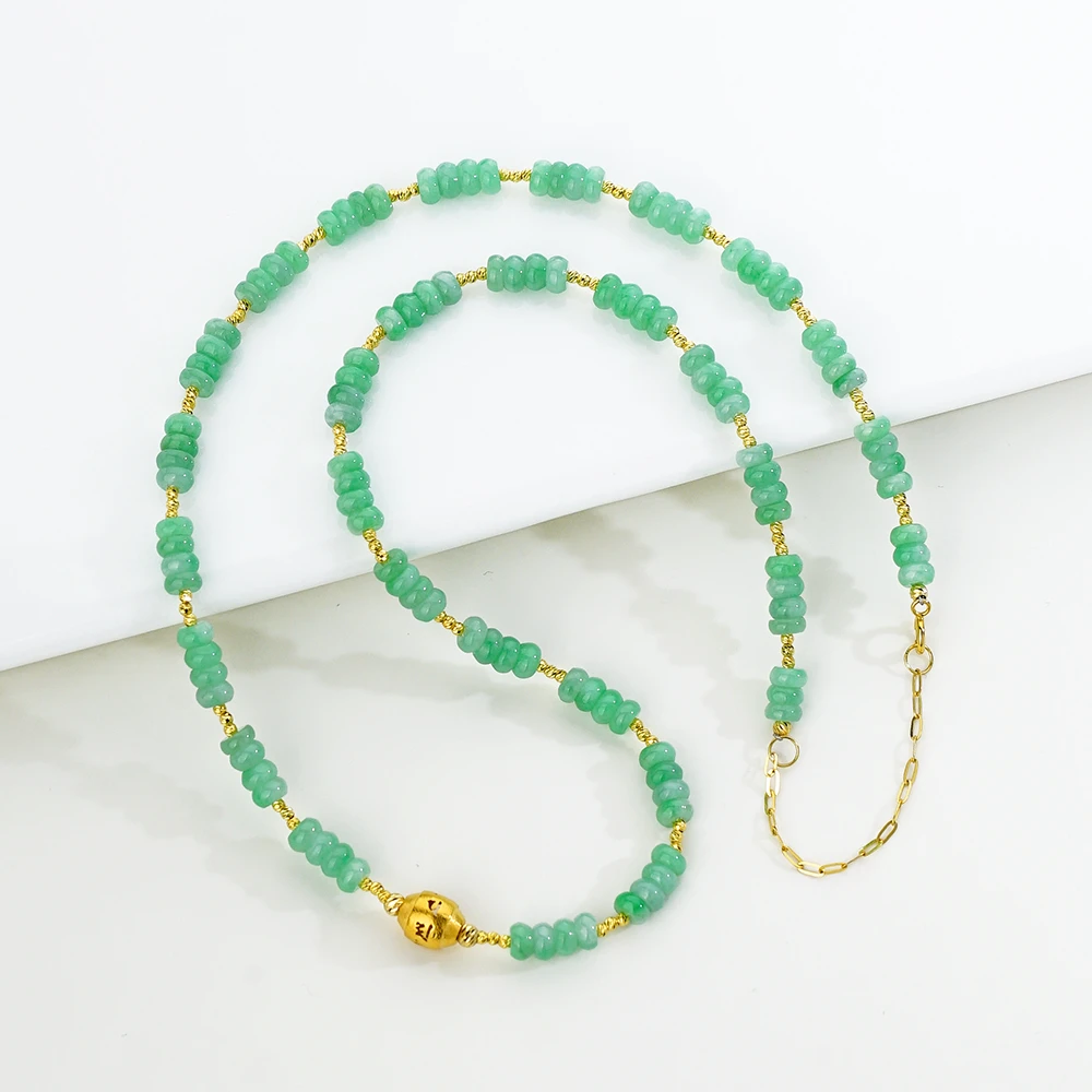 18K心经翡翠项链(38+5) 43936