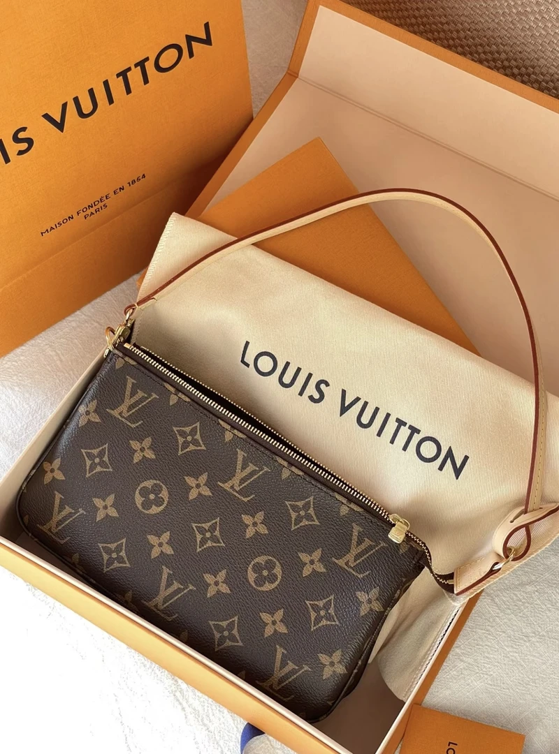 99新 LouisVuitton/路易威登  栗子/LV/大麻将/腋下包/24小时鉴赏