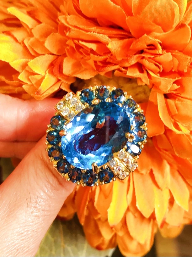 泰国鎏金 托帕石戒指 主石23CT