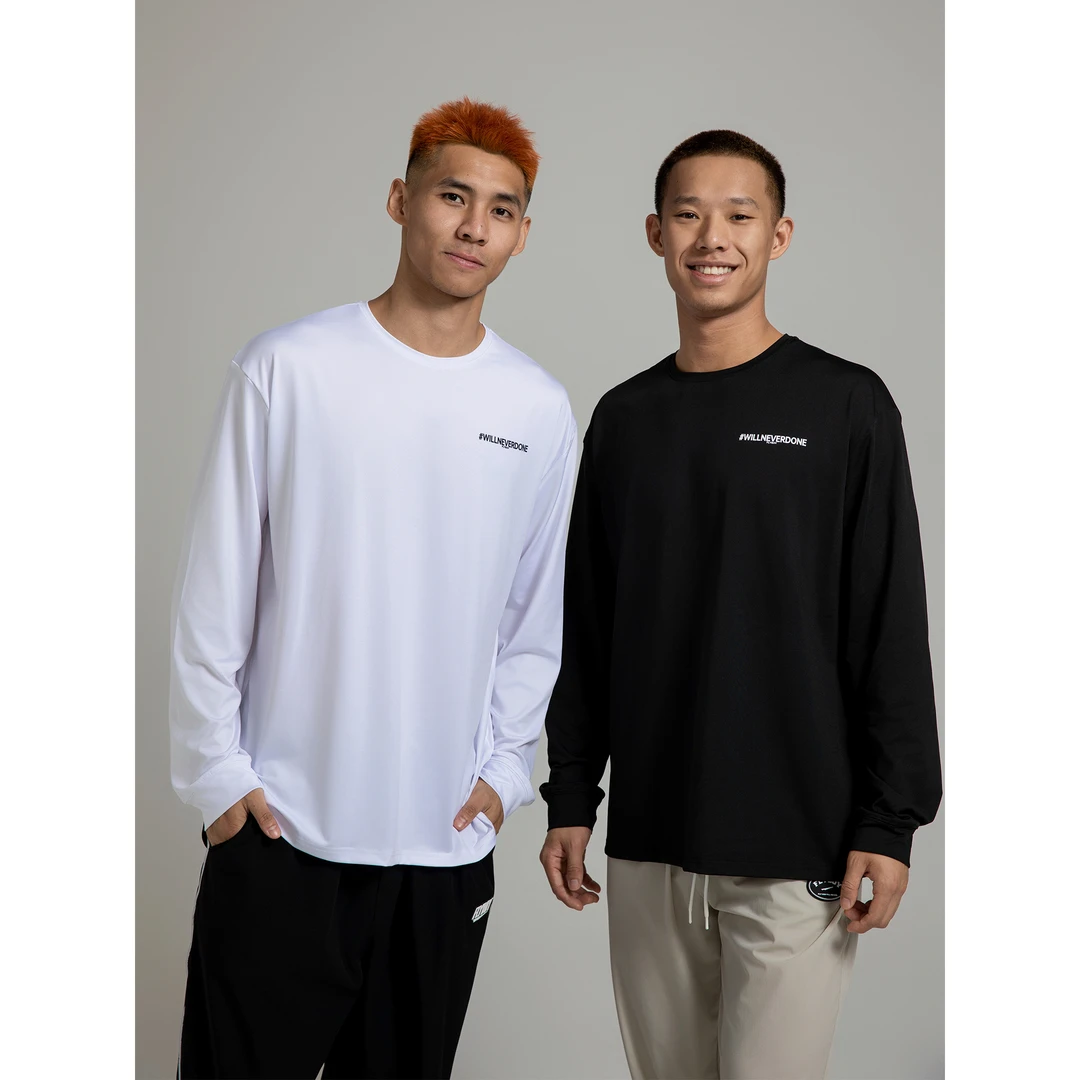 FLYBOY 林识宇美式纯色速干排汗投篮服长袖透气微弹健身训练服