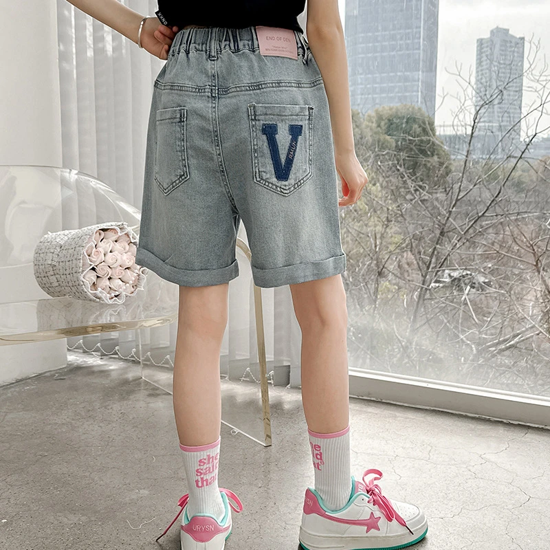 女童牛仔短裤夏季2024新款洋气女大童夏装薄款热裤儿童百搭裤子潮