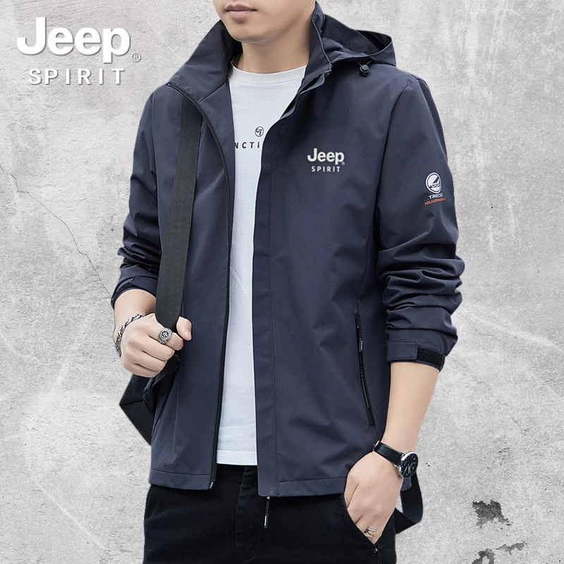 JEEP吉普官方正品冲锋衣男款户外运动外套百搭时尚风衣2023新款