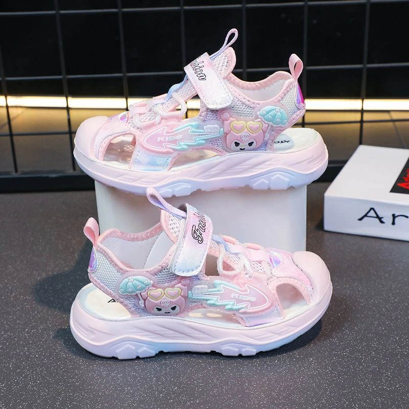 女童包头凉鞋夏季新款儿童运动沙滩鞋女孩护脚防踢库洛米学生凉鞋