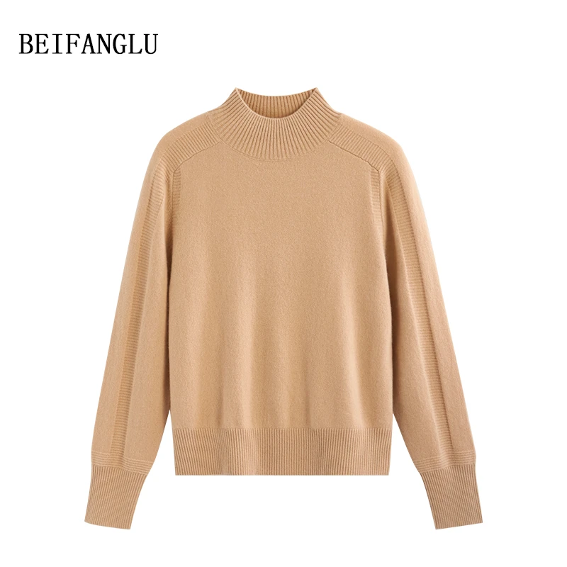 北方鹿轻奢保暖山羊绒2024冬上新简约百搭半高领针织羊绒衫1298