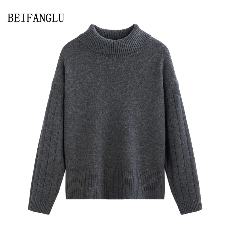 北方鹿 衣橱经典高阶款！绵羊毛2024冬烟囱高领套头气质毛衣26109