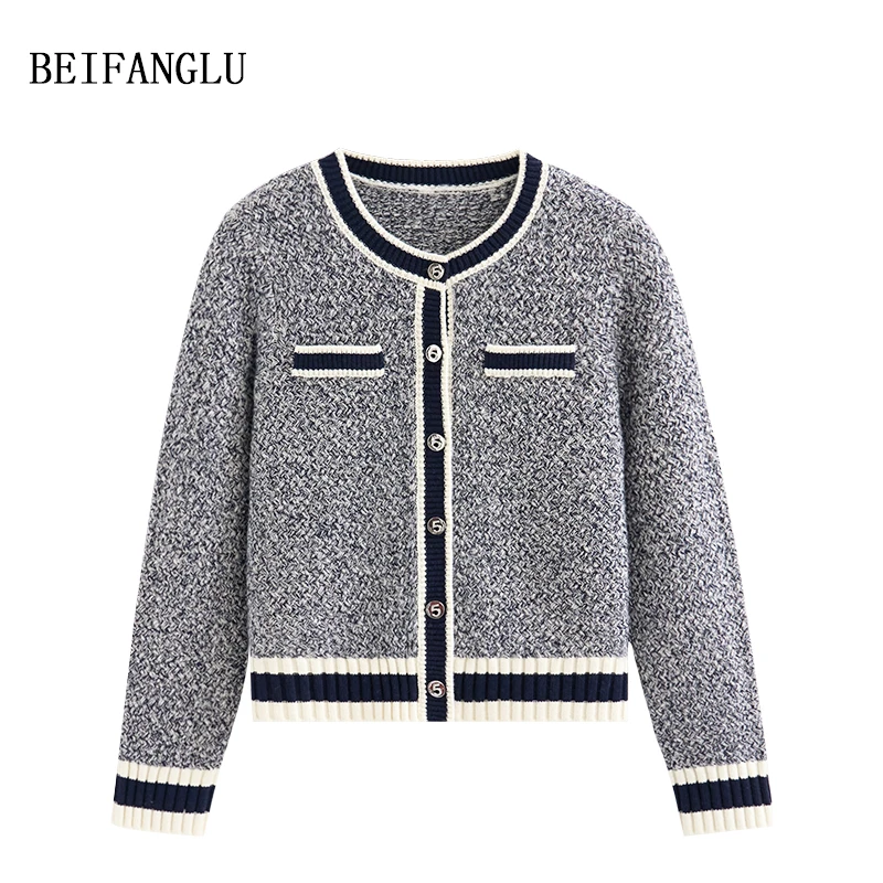 北方鹿轻奢小香风绵羊毛2025重工编织纹理气质针织羊毛开衫2591