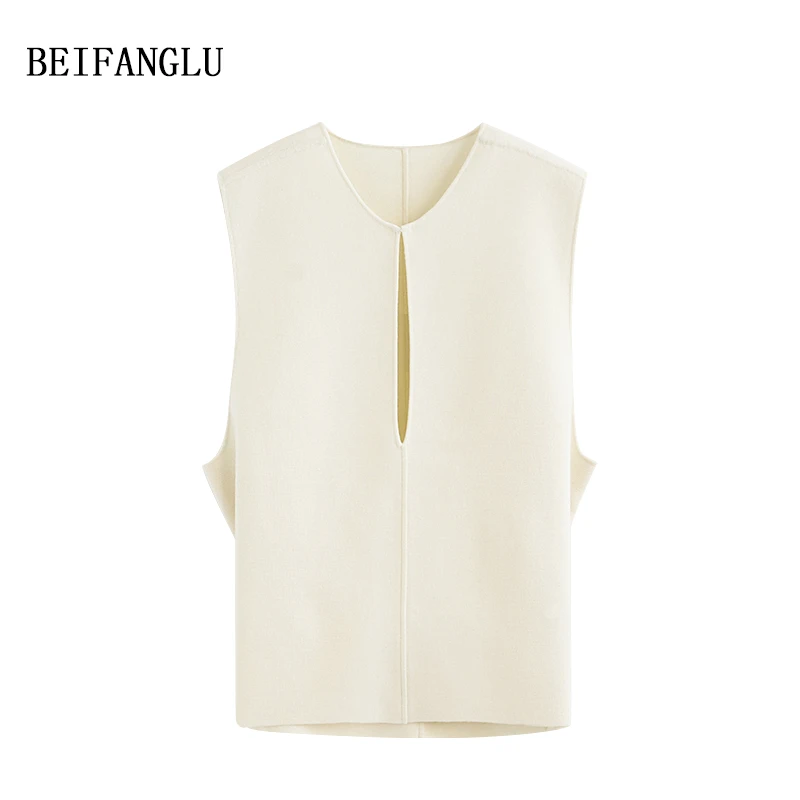 【文娇专属】 高支四平针精纺羊毛 气质百搭纯色针织无袖马甲5046