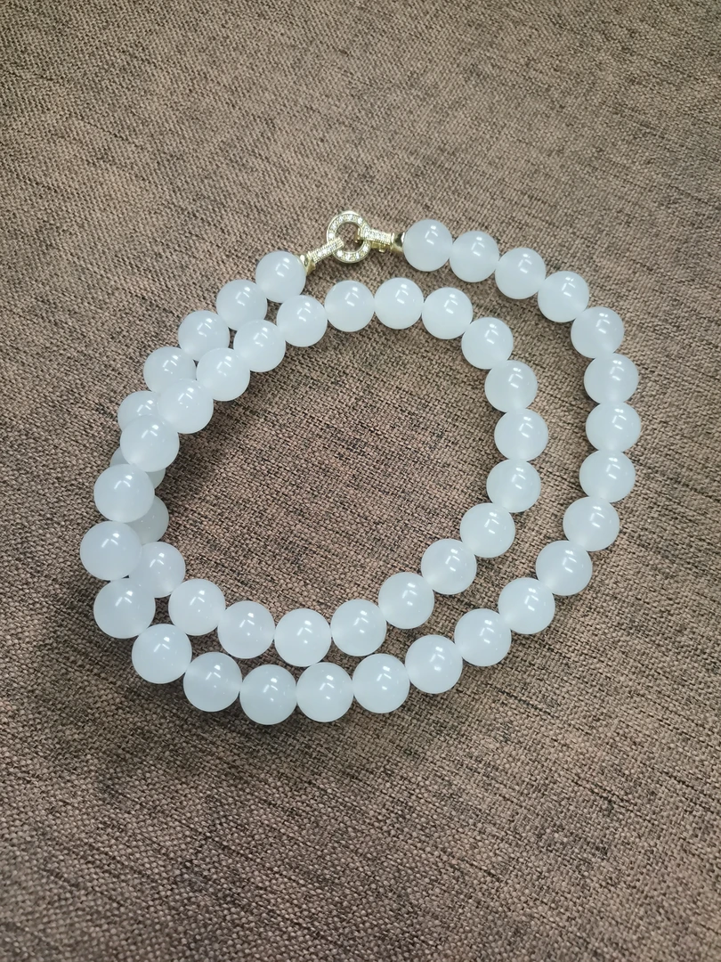 和田玉卡十高冰项链