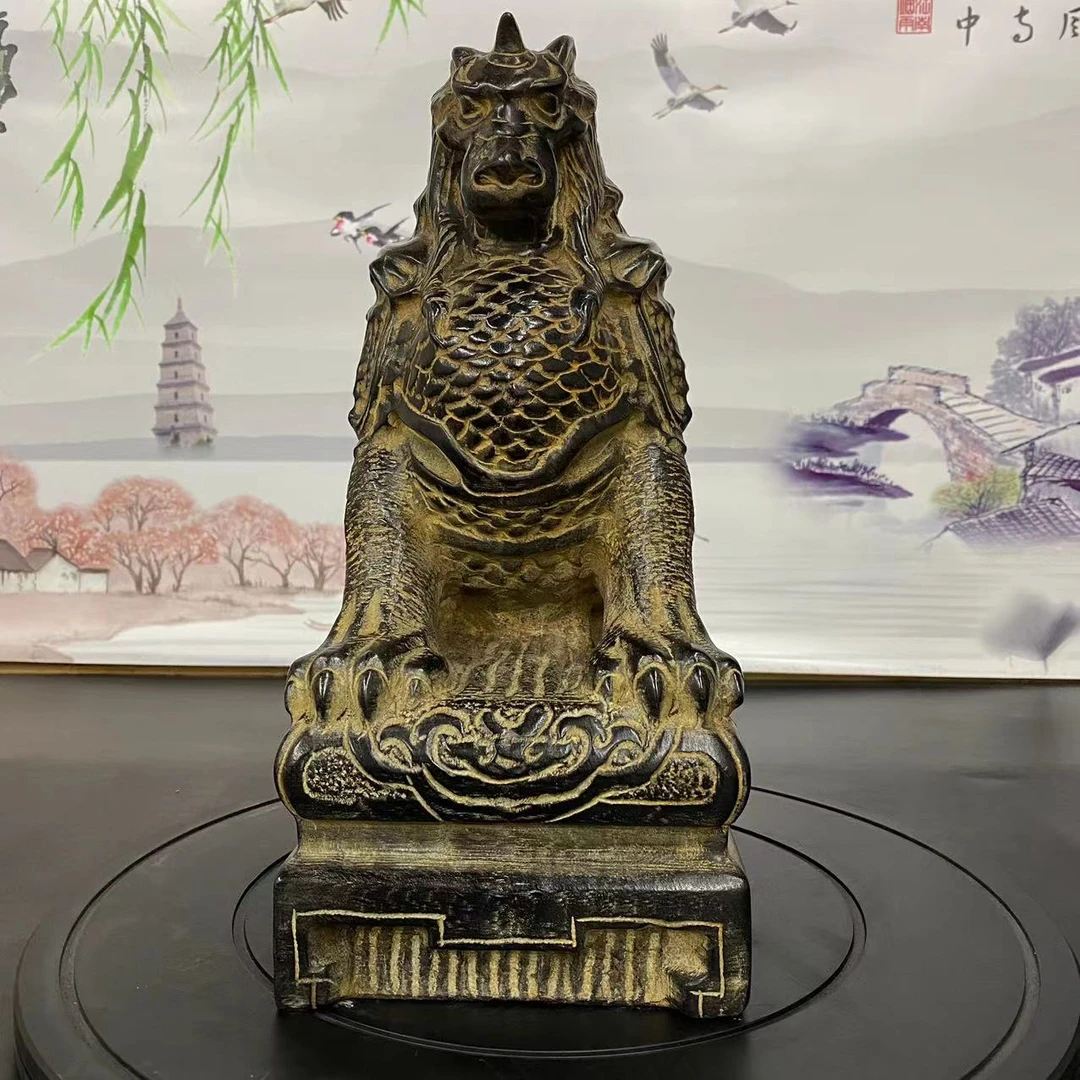 山西青石羽林将军貔貅高度34厘米