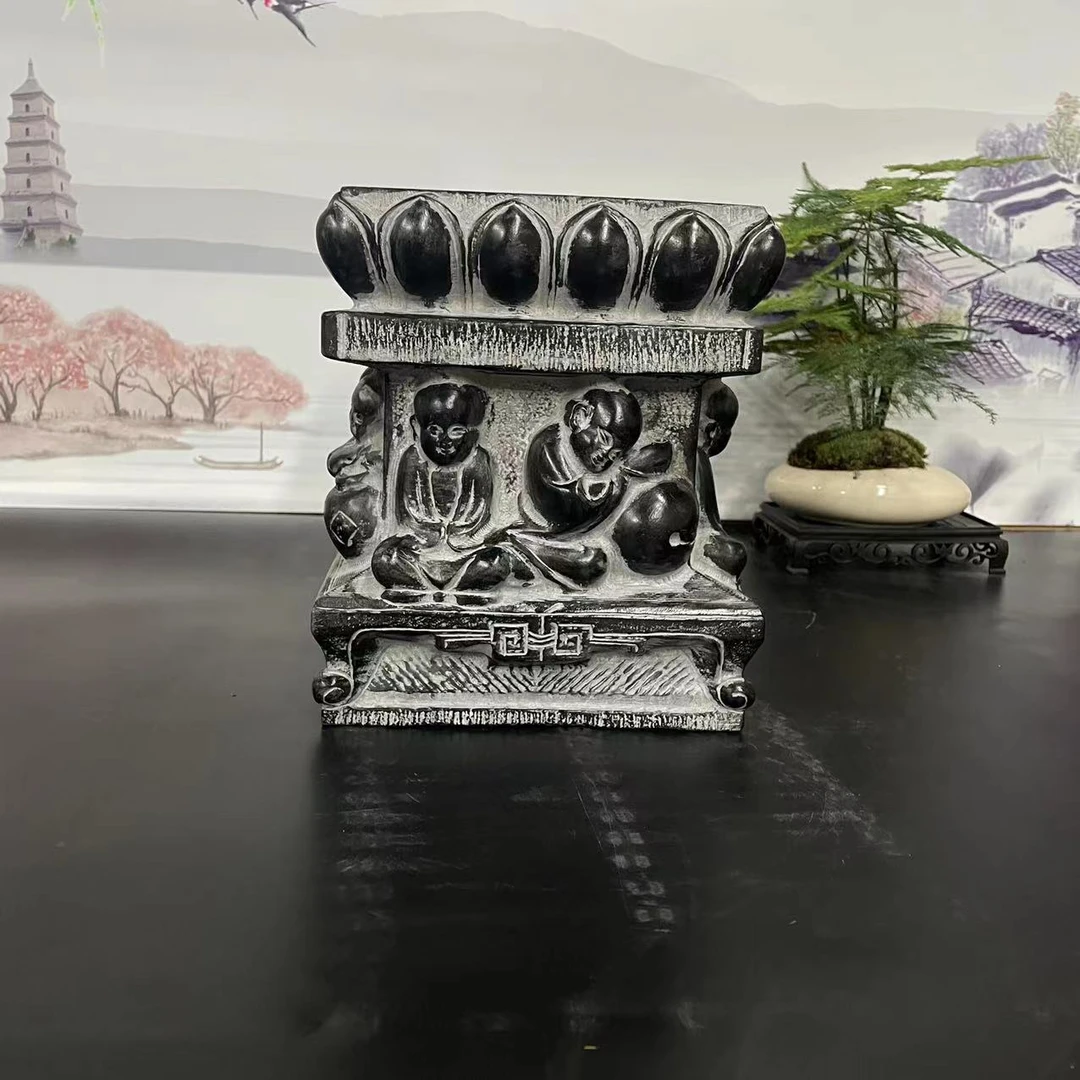 山西青石【高22cm】仿古石墩，茶室会所办公室石雕摆件装饰石座