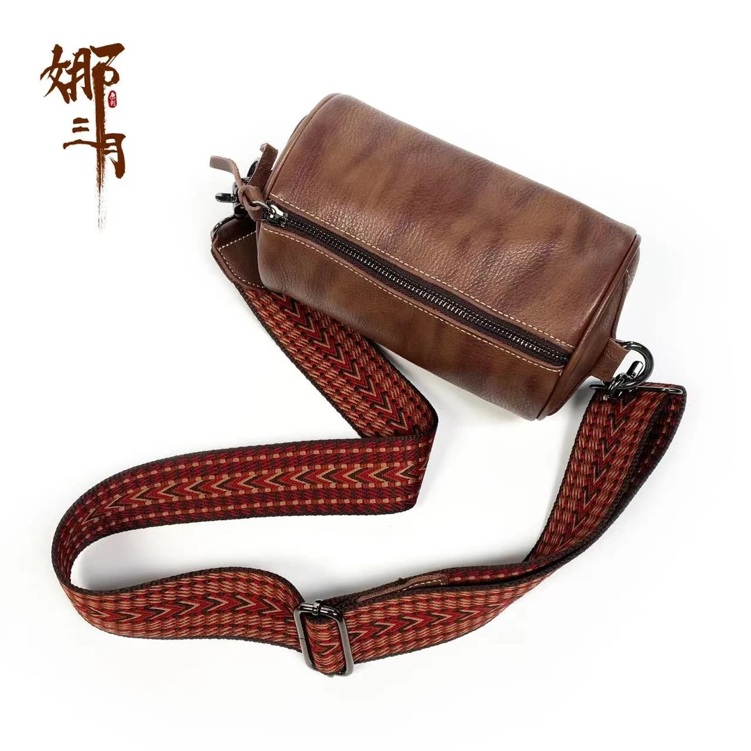 娜三月［植物染］牛皮复古文艺日常百搭实用真皮包F067