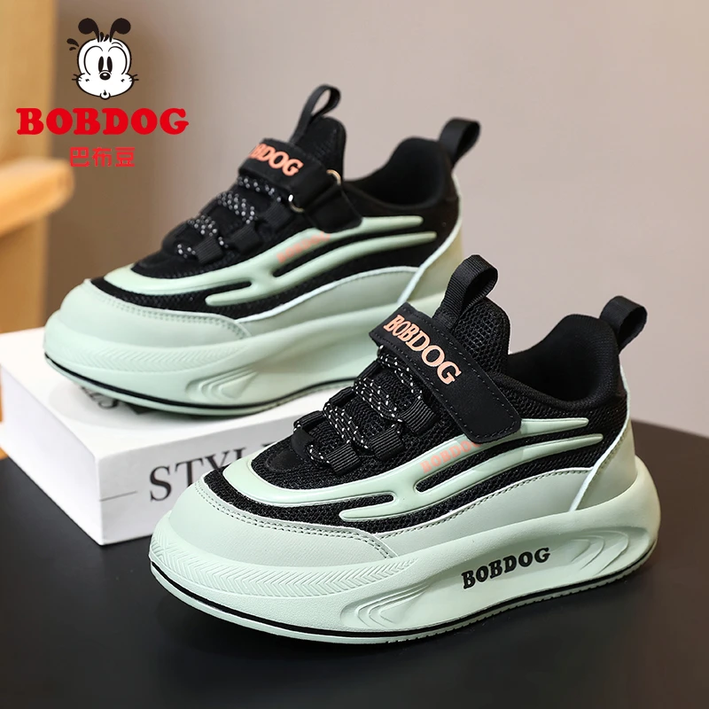 巴布豆男童鞋子秋冬款皮面透气男孩潮鞋中大童跑步秋季儿童运动鞋