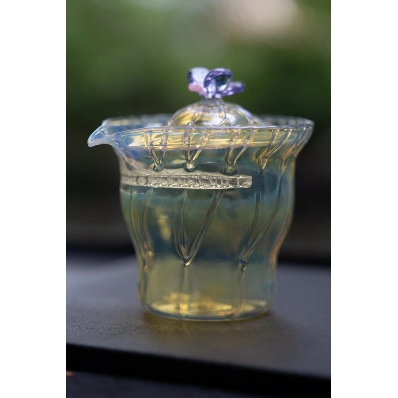 板娘的茶 晶焱·盖碗  荷韵蝴蝶盖碗  全手工高硼硅耐热180ml