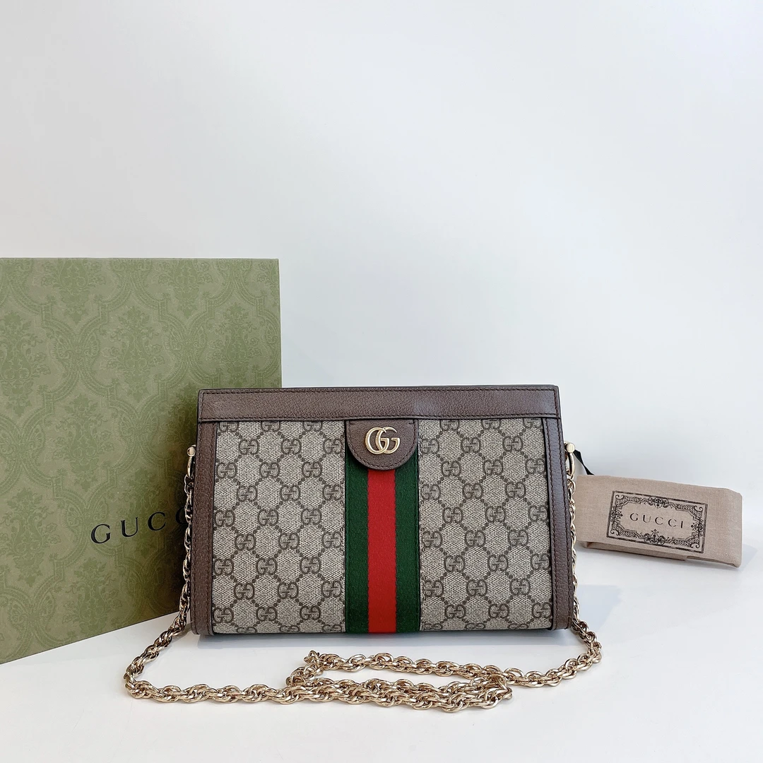 95新 GUCCI/古驰 GUCCI/古驰 老花大号Ophidia链条包 夹子包