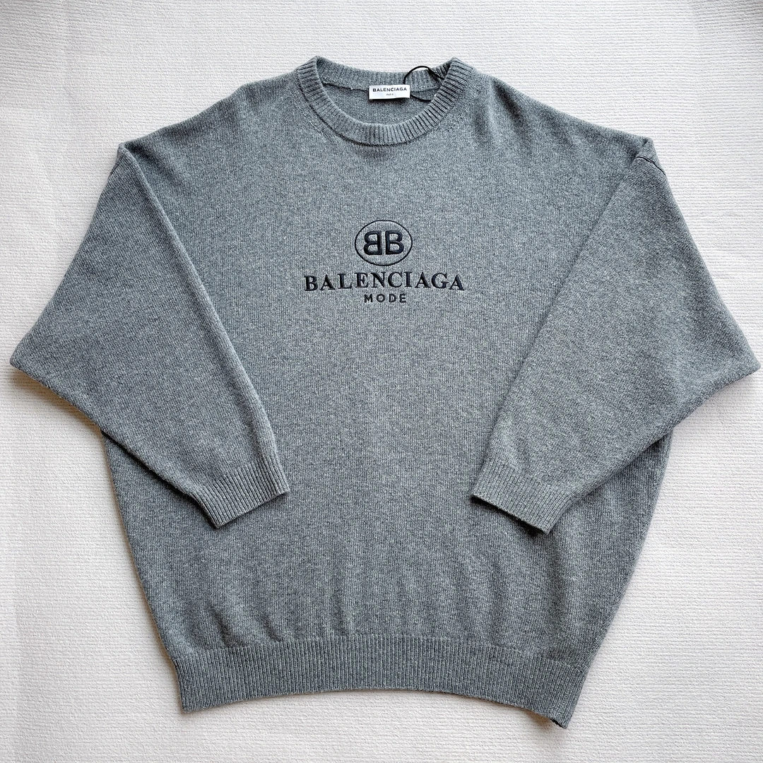 99新 奢之星 BALENCIAGA/巴黎世家 深灰廓形圆领毛衣 38 165/88A