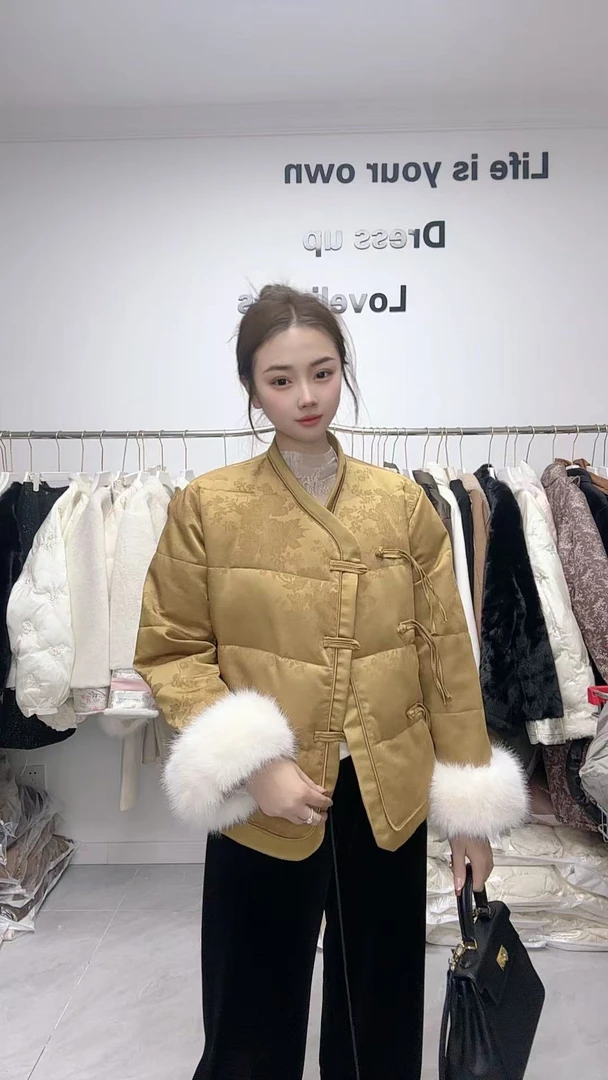 88款现货 新中式国风盘扣 拼接 棉服 女冬季2024新高级感时尚外套