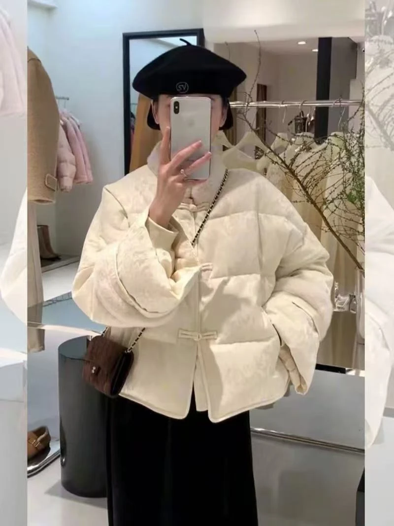 70款 新中式国风短款棉服女复古小个子提花毛毛领盘扣红人上新