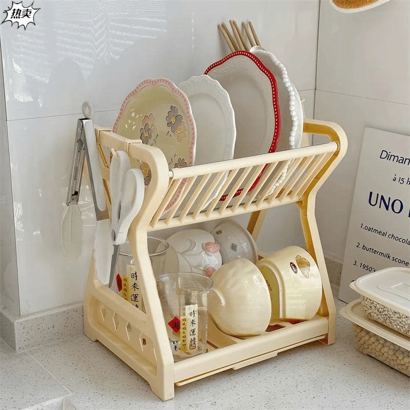 厨房置物架用具晾洗放沥水碗架碗柜碗碟碗筷盘刀收纳盒双层餐具架
