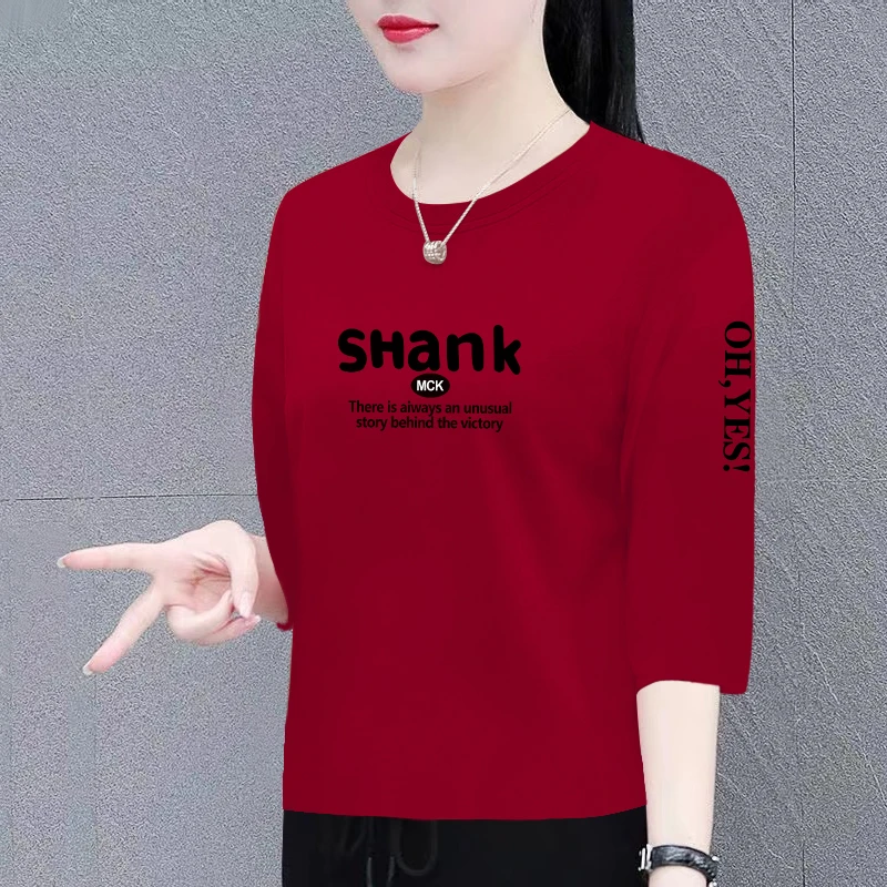 纯棉t恤女士夏季七分袖新款韩版洋气宽松遮肉时尚百搭上衣体恤衫